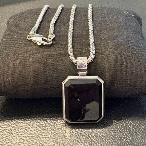 HARLEY DAVIDSON MENS STANLESS STEEL ONYX NECKLACE - Picture 1 of 2